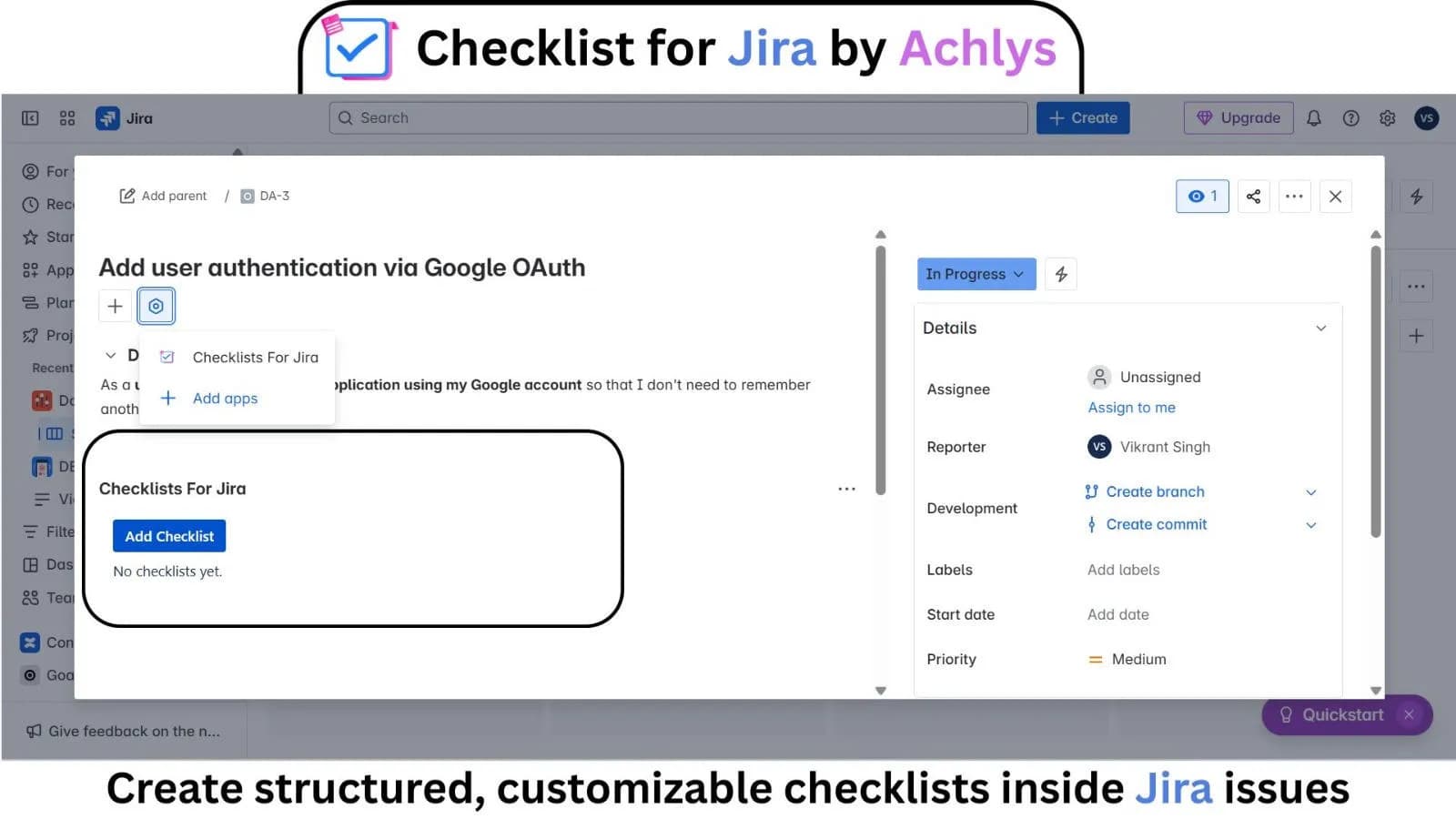Smart Checklists in Jira